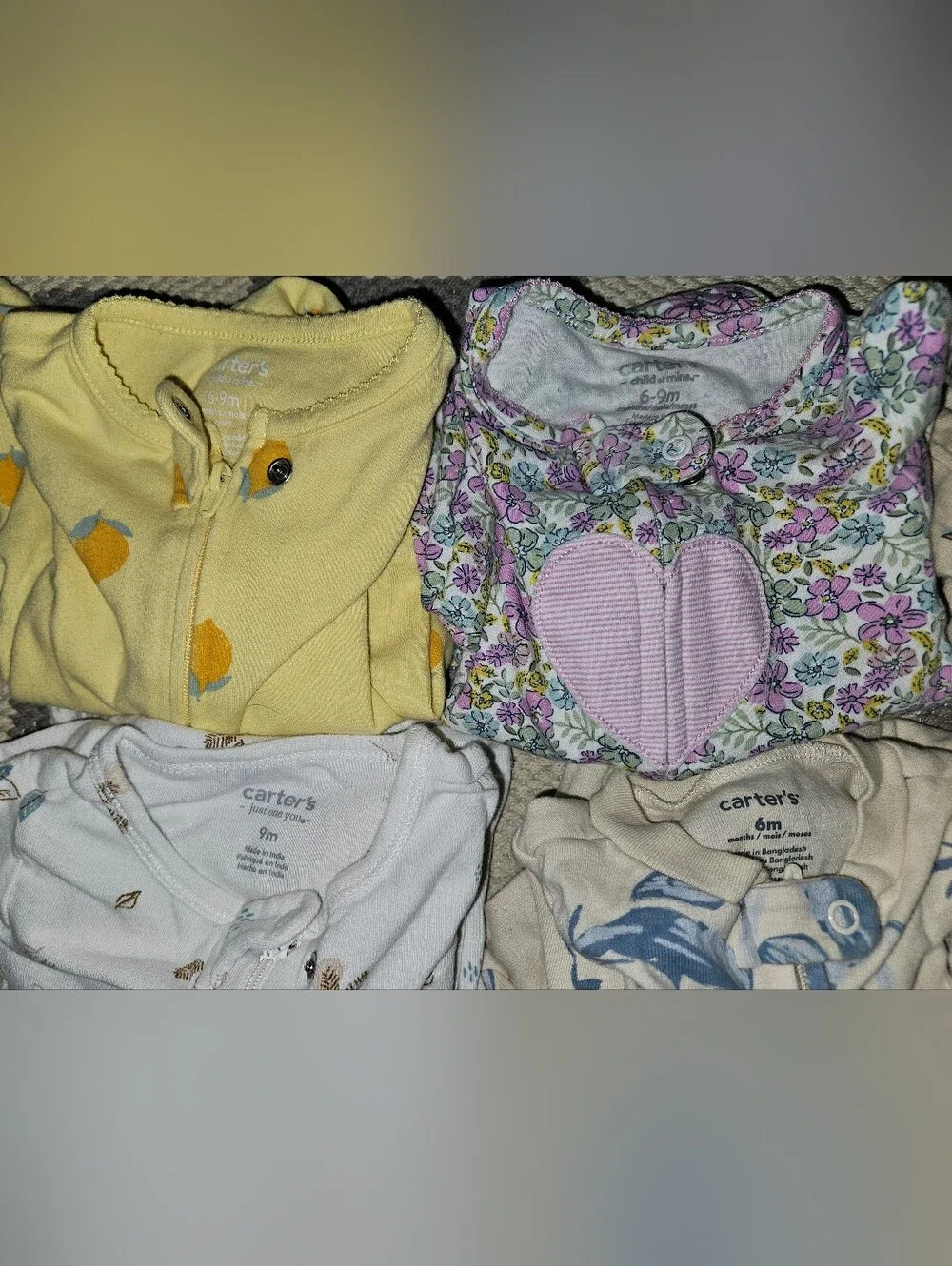 Carters (9) & Wonder Nation (1) BUNDLE OF 10 PAJAMAS 6-9M